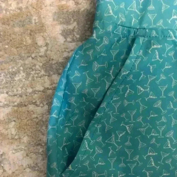 BCG Womens Medium Running Shorts Turquoise blue and white Margarita Print - Picture 5 of 8